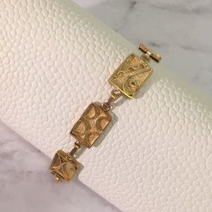 Vintage art deco bracelet brass and gold plating